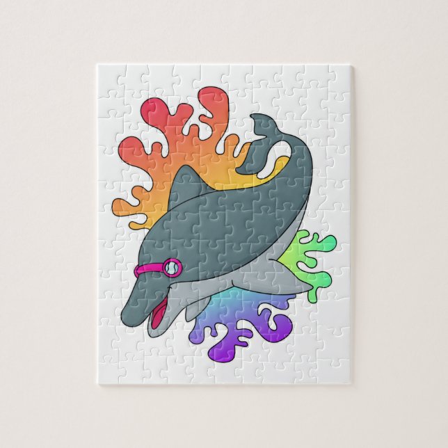 Dolphin beim Baden mit Schwimmbrille (Vertikal)