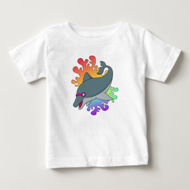 Dolphin beim Baden mit Schwimmbrille Baby T-shirt (Vorderseite)