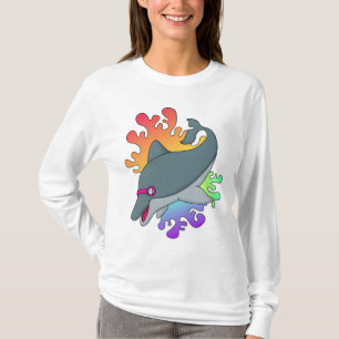Dolphin beim Baden mit Schwimmbrille T-Shirt