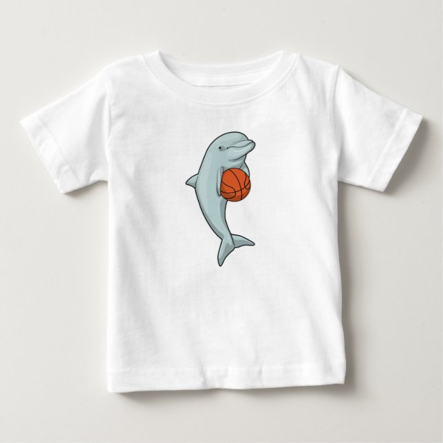 Dolphin beim Basketball-Sport Baby T-shirt (Vorderseite)
