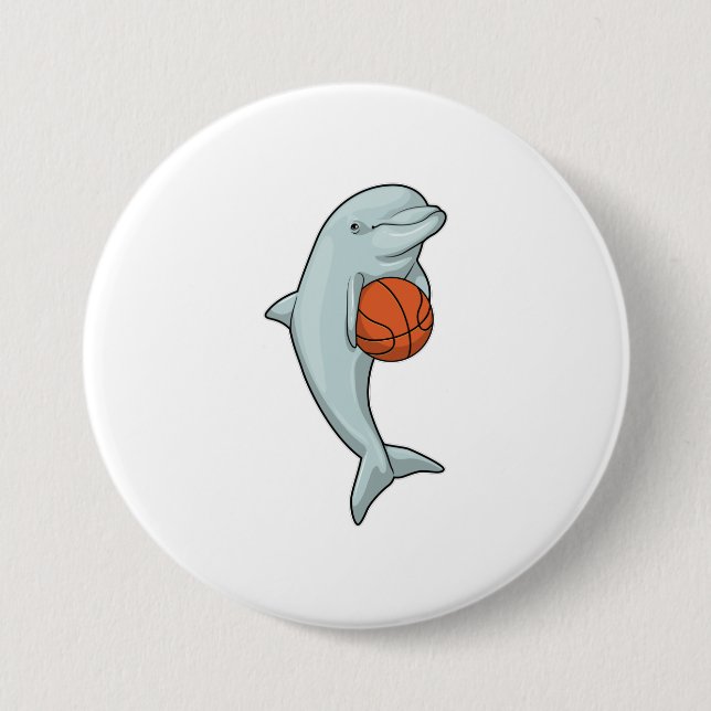 Dolphin beim Basketball-Sport Button (Vorderseite)