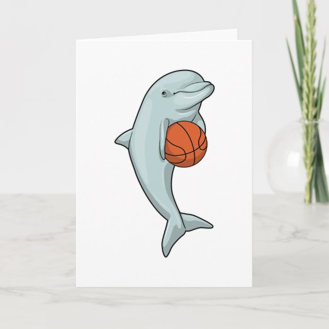 Dolphin beim Basketball-Sport Karte (Vorderseite)