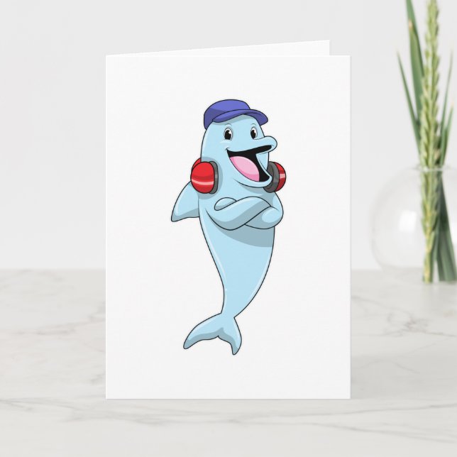 Dolphin beim Hören von Musik Karte (Vorderseite)