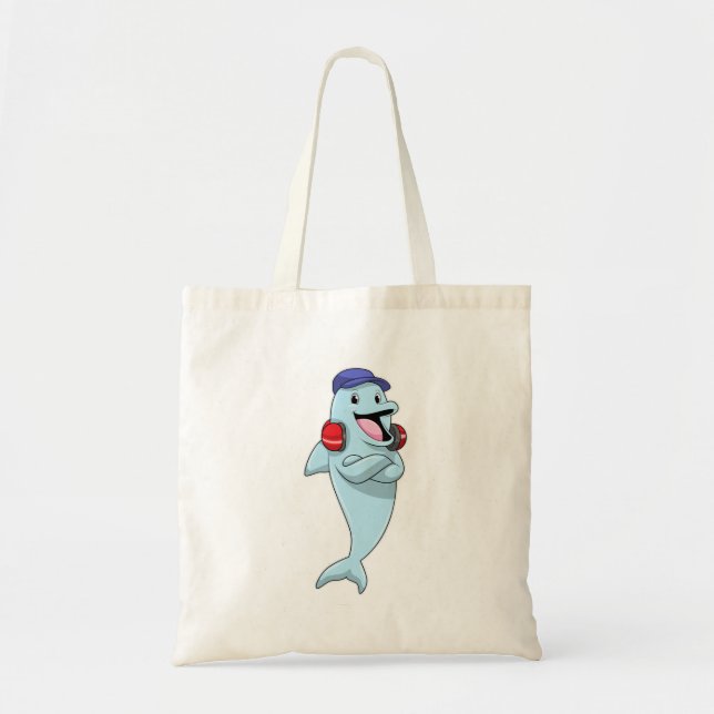 Dolphin beim Hören von Musik Tragetasche (Vorne)