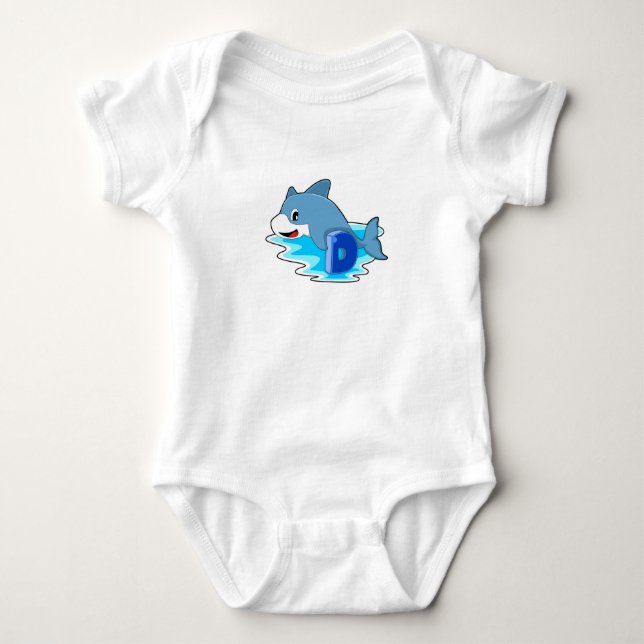 Dolphin beim Schwimmen mit Brief Baby Strampler (Vorderseite)