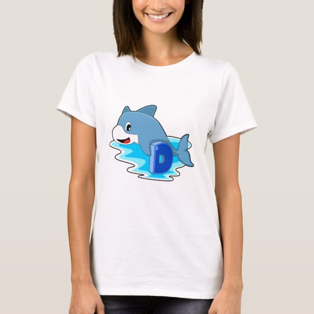 Dolphin beim Schwimmen mit Brief T-Shirt (Vorderseite)