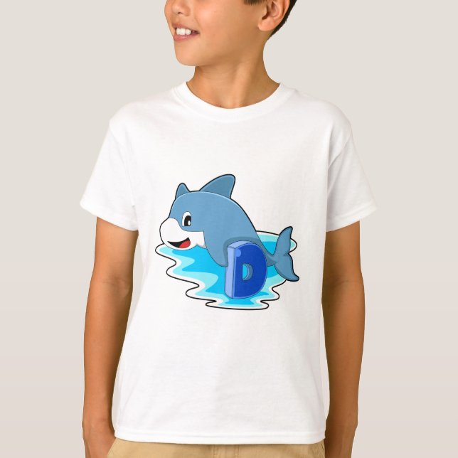 Dolphin beim Schwimmen mit Brief T-Shirt (Vorderseite)