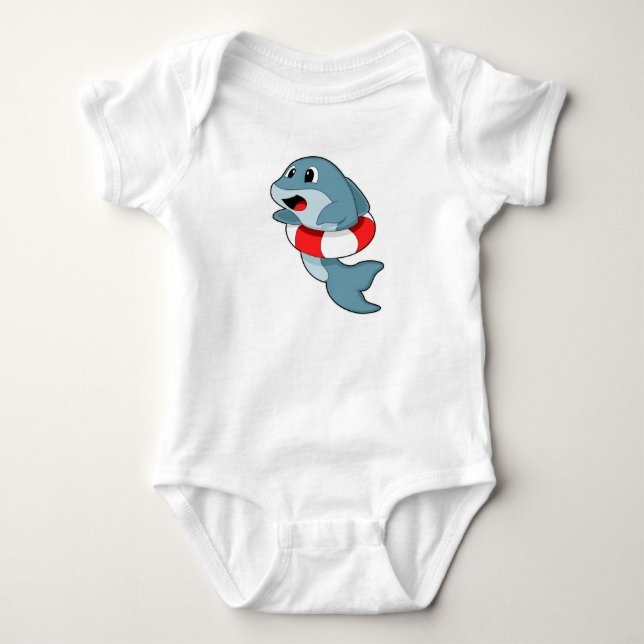 Dolphin beim Schwimmen mit dem Schwimmring Baby Strampler (Vorderseite)