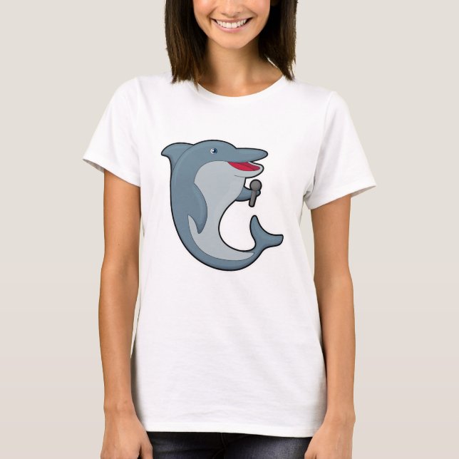 Dolphin beim Singen mit Mikrofon T-Shirt (Vorderseite)