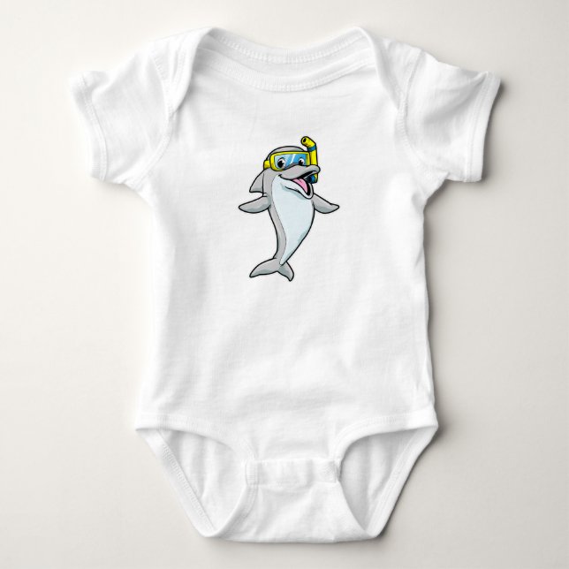 Dolphin beim Tauchen mit Schnorchel Baby Strampler (Vorderseite)