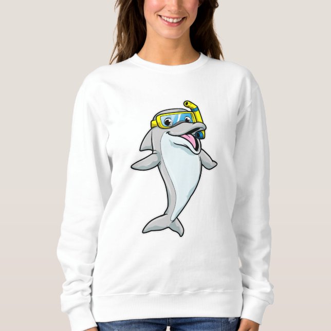 Dolphin beim Tauchen mit Schnorchel Sweatshirt (Vorderseite)