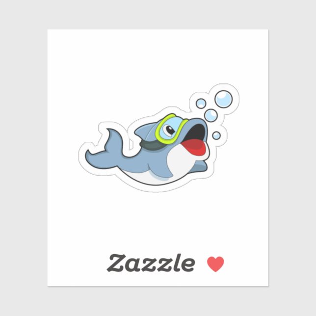Dolphin beim Tauchen mit Wasserblasen.PNG Aufkleber (Blatt)