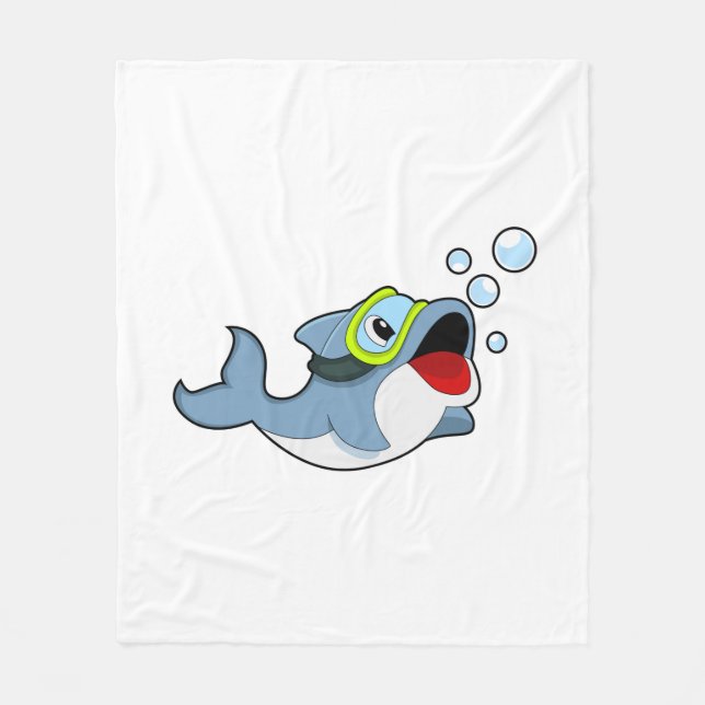Dolphin beim Tauchen mit Wasserblasen.PNG Fleecedecke (Vorderseite)