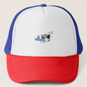 Dolphin beim Tauchen mit Wasserblasen.PNG Truckerkappe