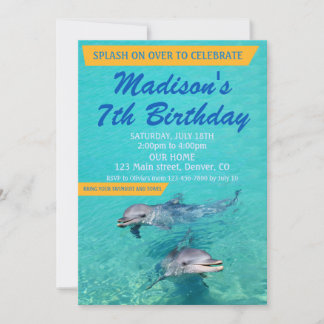 Dolphin birthday invitation Pool party invite Einladung