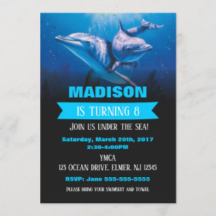 Dolphin Birthday Inviton Pool Party Einladung