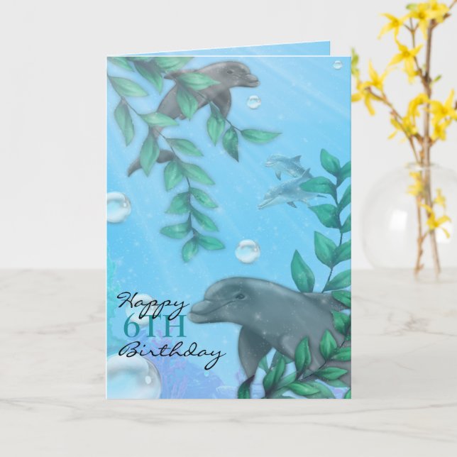 Dolphin Birthday Karte (Gelbe Blume)