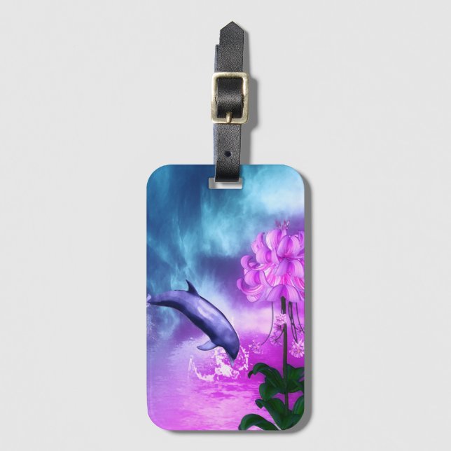 Dolphin Blossom Dreams Gepäckanhänger (Vorderseite Vertikal)