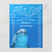 Dolphin Blue Ocean 10. Geburtstagsparty Einladung
