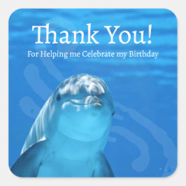 Dolphin Blue Ocean Vielen Dank Quadratischer Aufkleber
