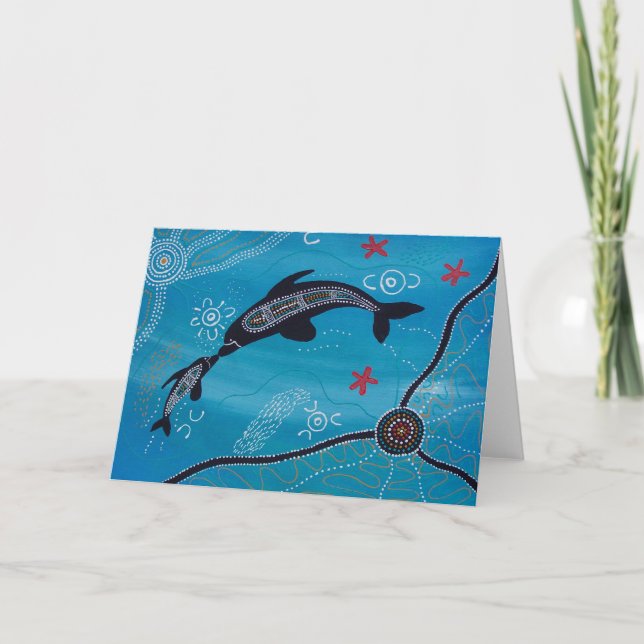 Dolphin & Calf Dreaming Karte (Vorderseite)