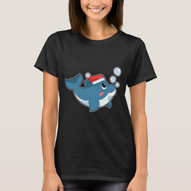 Dolphin Christmas Santa hat T-Shirt (Vorderseite)