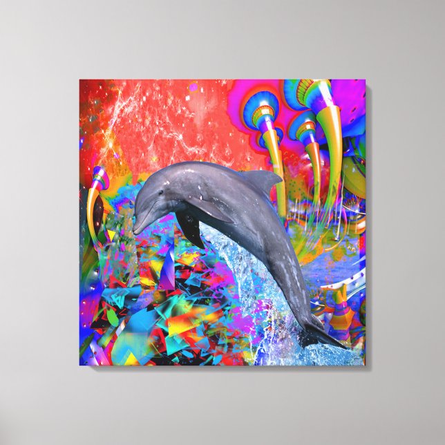 Dolphin Color Splash Leinwanddruck (Vorderseite)