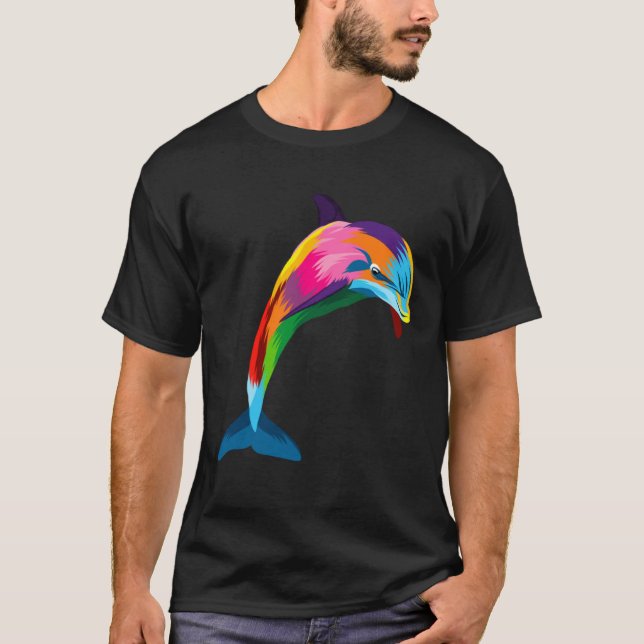 Dolphin Colorful Animals Watercolor Painting Dolph T-Shirt (Vorderseite)