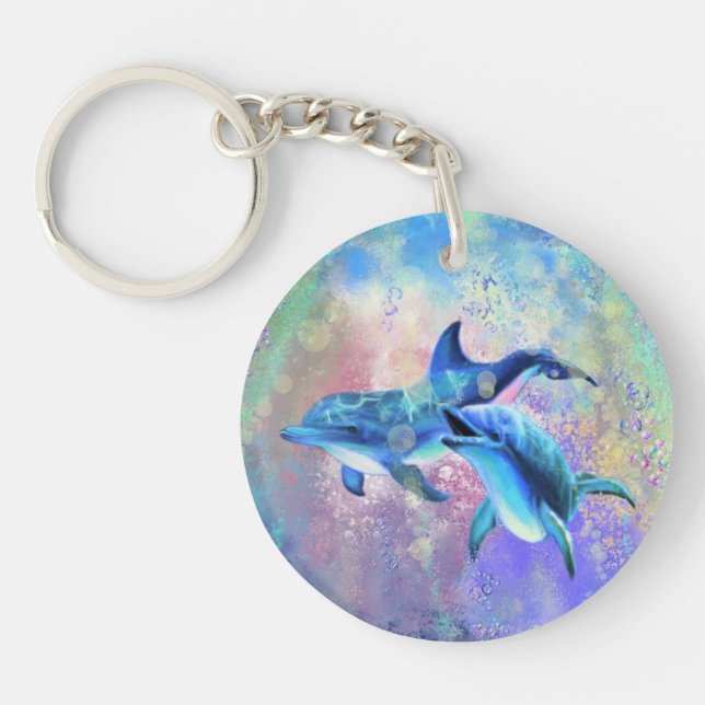 Dolphin Couple - Bild / Text hinzufügen Schlüsselanhänger (Vorderseite)