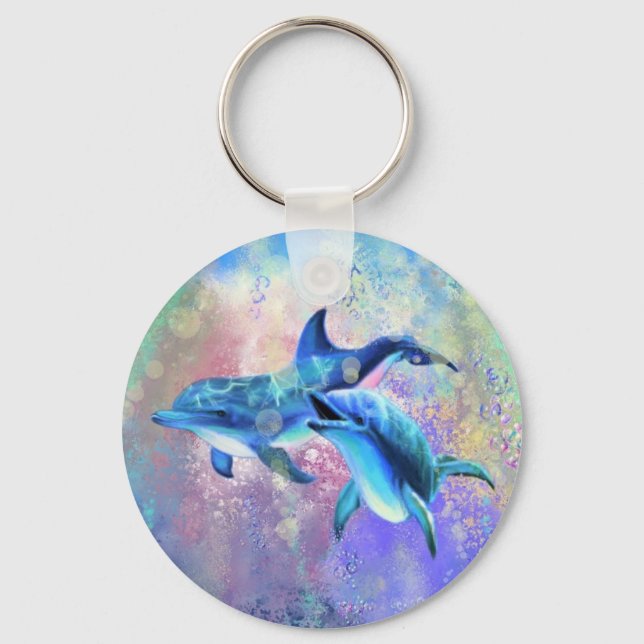 Dolphin Couple - Bild / Text hinzufügen Schlüsselanhänger (Vorderseite)