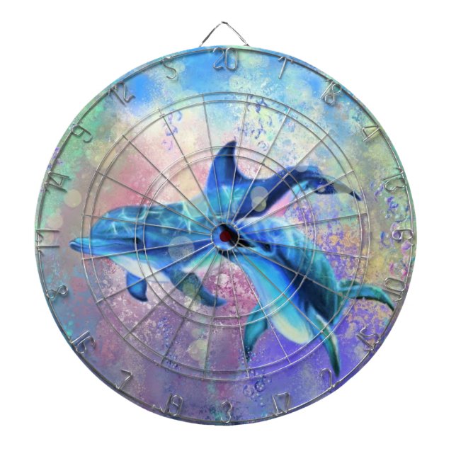 Dolphin Couple Dart Board Happy Family Dartscheibe (vorne)