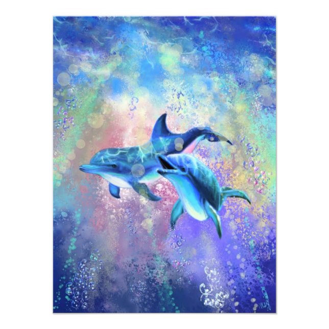 Dolphin Couple - Foto hinzufügen / Name (Vorne)