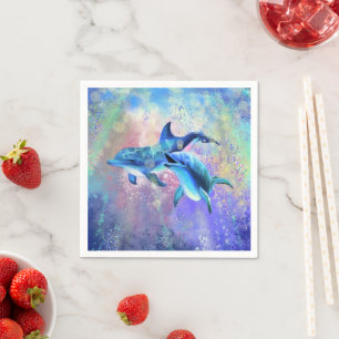 Dolphin Couple Napkins Happy Family Serviette