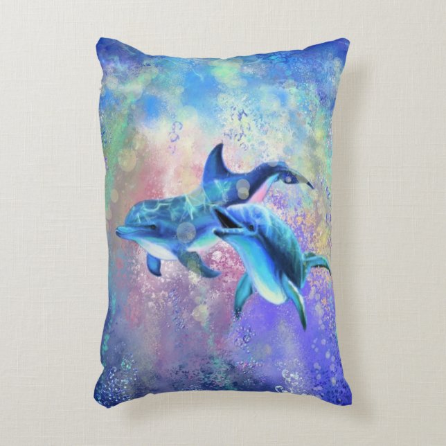 Dolphin Couple - Schön Dekokissen (Vorderseite(Vertikal))