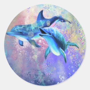 Dolphin Couple Sticker Happy Family - Malerei