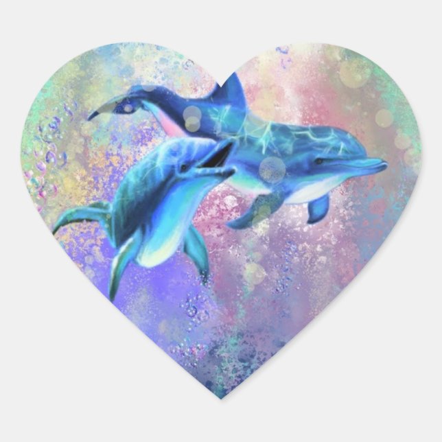 Dolphin Couple Sticker - Malerei (Vorderseite)