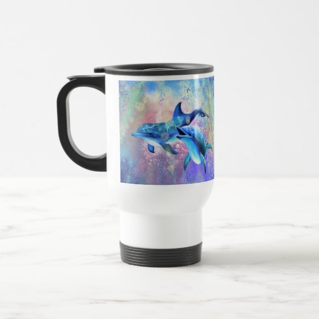 Dolphin Couple Travel Mug Reisebecher (Links)