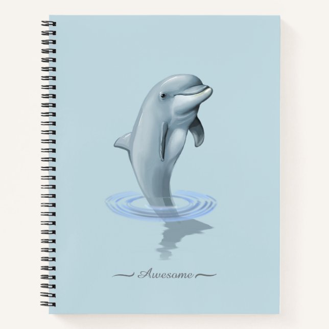 Dolphin, Custom Anchor und Script auf Light Blue Notizbuch (Vorderseite)