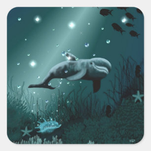 Dolphin Dream (Bearbeiten) Quadratischer Aufkleber