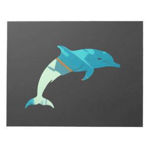 Dolphin Fish Illustration Silhouette Style Notizblock