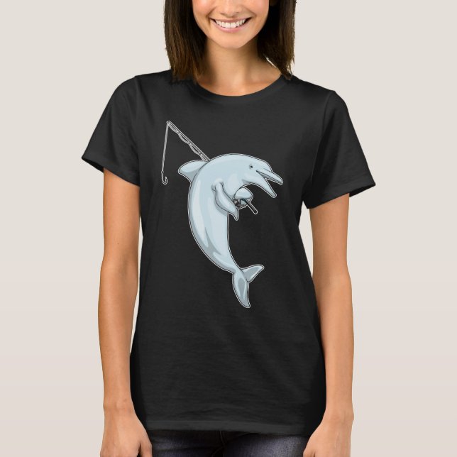 Dolphin Fisher Angelrute T-Shirt (Vorderseite)
