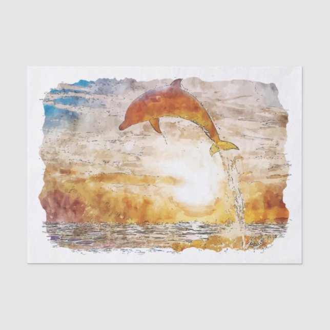 Dolphin Florida USA Aquarellmalerei Seidenpapier (Vorderseite)