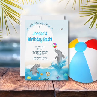 Dolphin Fun Beach Volleyball Kinder Grafik Einladung