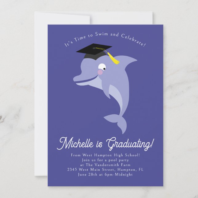 Dolphin Graduation Party - Schwimmen Einladung (Vorderseite)