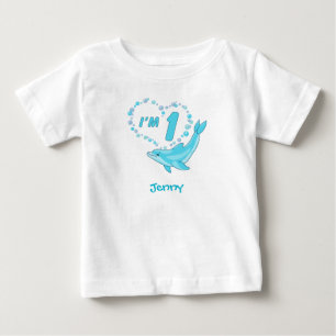 Dolphin Heart 1. Geburtstag Baby Bodysuit T-shirt
