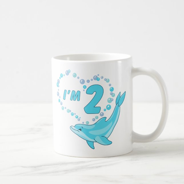 Dolphin Heart 2. Geburtstag Kaffeetasse (Rechts)