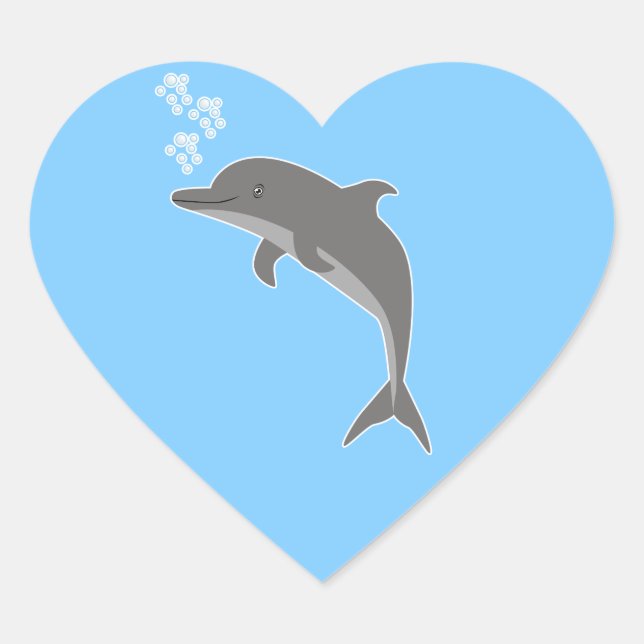 Dolphin Herz-Aufkleber (Vorderseite)