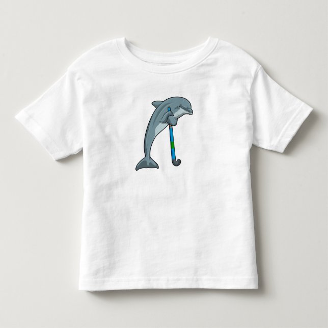 Dolphin im Hockey mit Hockeystick Kleinkind T-shirt (Vorderseite)