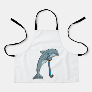 Dolphin im Hockey mit Hockeystick Schürze