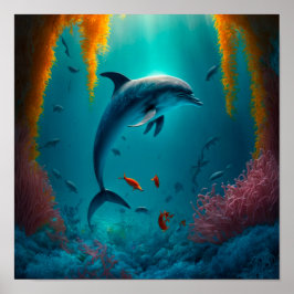 Dolphin im Ozean Poster